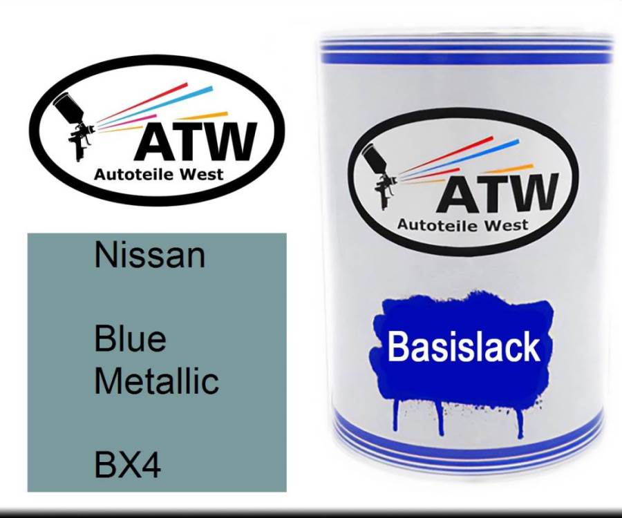 Nissan, Blue Metallic, BX4: 500ml Lackdose, von ATW Autoteile West.